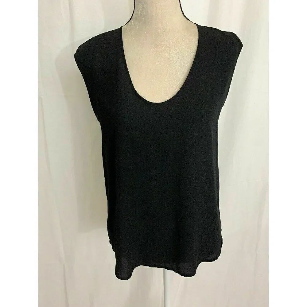 J Crew Womens Solid Black Tank Top Blouse V Neck 2